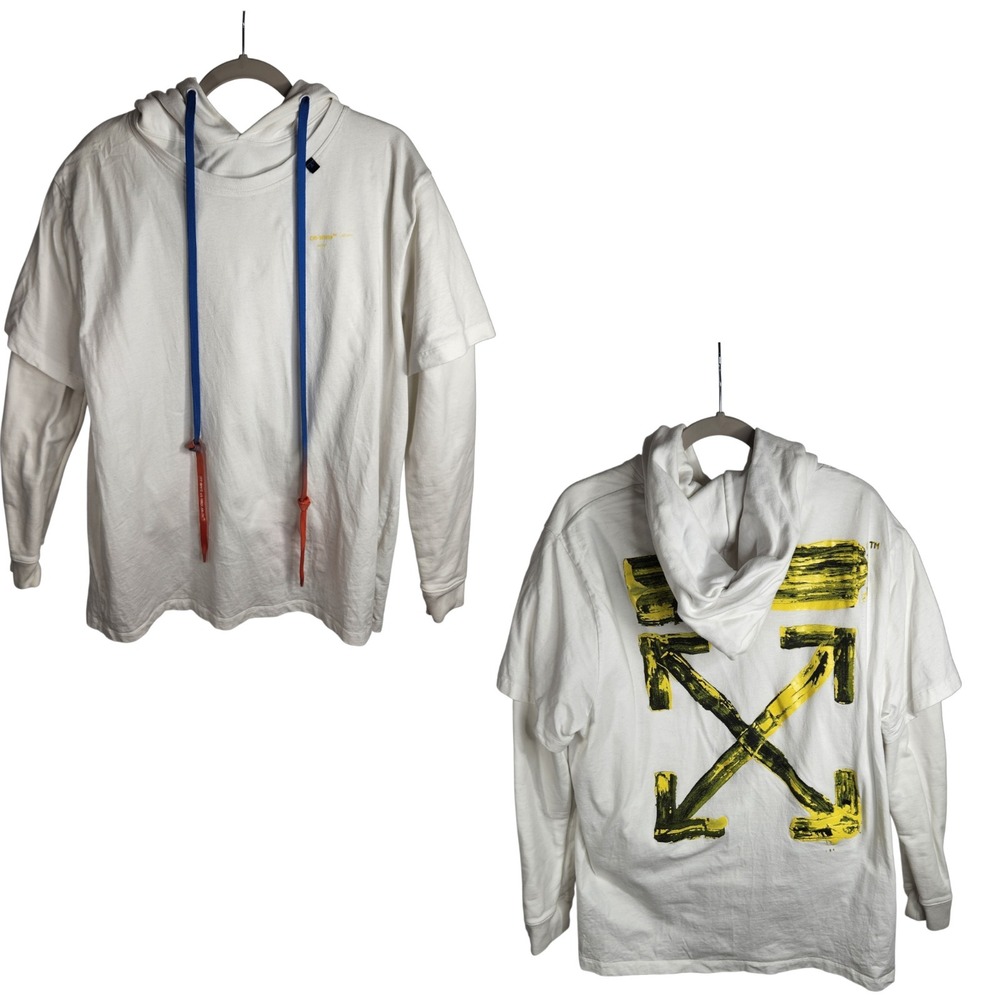 Off-White Virgil Abloh Hoodie Arrows Double Tee Medium‎ White OMAB033F19185010